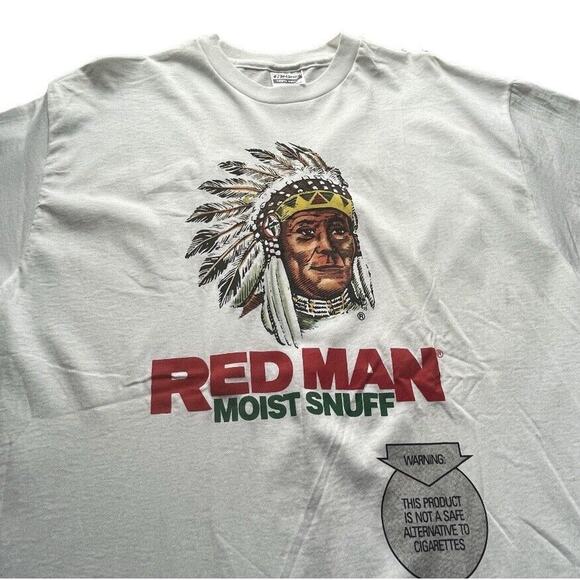 VTG Red Man Chewing Tobacco Shirt Mens XL White Hanes USA Single Stitch 90 RARE - Picture 1 of 8